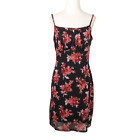 Vintage 90s My Michelle black and red floral babydoll mini dress M