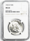 1963 D 50c Franklin Silver Half Dollar Fifty Cents NGC MS64 Denver Uncirculated