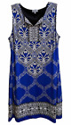 JM Collection Blue White & Black Sleeveless Shift Midi Dress Lined Size XL
