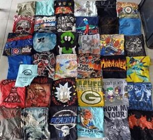 Wholesale Bulk Lot of 10 Graphic Novelty Printed T-Shirts Assorted Size Styles