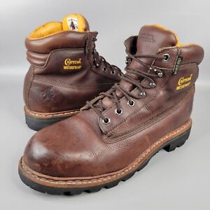 Mens Chippewa Boots Insulated Waterproof Brown Leather Size 12 M