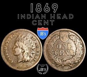 1869 Indian Head Cent Penny (G/VG) Good to Very Good *JB's* Coins
