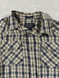 Pendleton Frontier Snap Shirt Men's M High Grade Western Wear Long Sleeve Brown