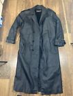 Phase 2 Vintage Mens Black Leather Trench Coat With Zip Out Liner Medium