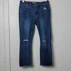 Cabi Cropped High Straight Jeans Ripped Knee Raw Hem Stretch Cropped Womens 2
