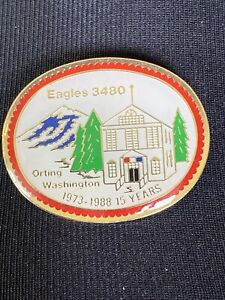 Eagles 3480 Orting Washington WA 15 Years 1973-1988 Epoxy Tie Lapel Brooch Pin