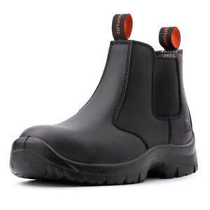 Work Boots for Men Steel Toe Shoes Waterproof Non-slip Chelsea Safety Shoes