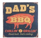Dad's BBQ Chillin & Grillin Retro Vintage Sign Shelf Sitter Pub Bar Man Cave 5x5