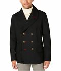 TALLIA SLIM FIT DOUBLE BREASTED PEACOAT MILITARY INSPIRED BLACK MENS XXL 2XL NEW