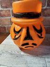 Two Sided Hi-Hat Pumpkin Vintage Pail Blow Mold Halloween Jack O Lantern Handle