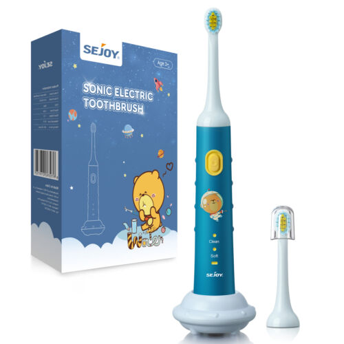 SEJOY Electric Toothbrush for Kids Sonic Smart Rechargeable Toothbrushes 2 Brush