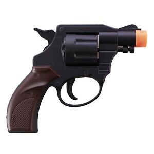 Snub Nose 8 Round Mini Spring Powered Airsoft Pistol 6mm Gun Black w/ Brown Grip