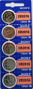 Sony Lithium Size CR2016 3v Batteries 5 Pack