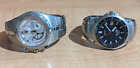 TWO Men's Lot Seiko Kinetic Watches Arctura & Sportura Wristwatch Black + White