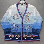 Storybook Knits Cardigan Sweater Womens 2X Blue 4th of July Fireworks Patriotism