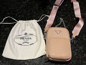 Prada Saffiano Tan Pink Crossbody Handbag