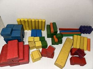 Vintage Sandberg 83 Colored Wooden Building Blocks  #46 Multicolored