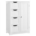 Bathroom Floor Cabinet Wood Free Standing Storage Organizer w/ 4 Drawers, White