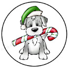 PUPPY DOG WITH CANDY CANE CHRISTMAS ENVELOPE SEALS LABELS STICKERS PARTY FAVORS