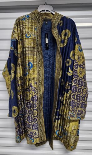 Linda Allard Ellen Tracy - Open Drape - Jacket Strip Silk Kimono Lined - Sz 16