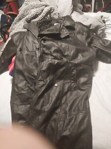 Pelle Studio Men's Trench Coat Long Sleeve Leather Black Size 2X