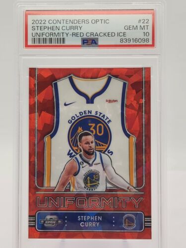 New Listing2022 Panini Contenders Optic Uniformity Red Cracked Ice Stephen Curry #22 PSA 10
