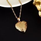 24K Gold Plated Small Heart Locket Pendant Necklace Photo Picture 18” N64