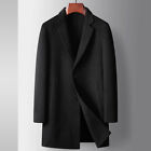 Mens Coat Formal Wool Trench Coat Business Black Double-sided Slim Fit Warm Coat