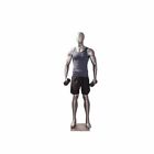 Male Adult Fiberglass Full Body Matte Gray Muscular Fitness Athletic Mannequin