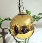Bright Gold glass Kugel Christmas Ornament. Early 1900s heavier French Orn.