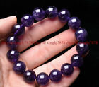 Genuine 12mm Natural Purple Amethyst Crystal Round Beads Bracelet AAAA