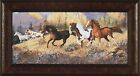 FREE AT LAST by Terry Doughty 14x25 Paint Horse Wild Horses FRAMED WALL ART