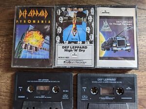 Def Leppard Cassette Tape Lot 5 Pyromania High N Dry Night Singles Free Shipping