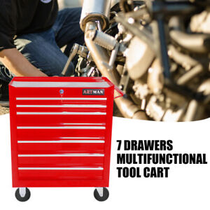 Rolling Tool Chest Cabinet 7 Drawers Multifunctional Toolbox Organizer W/ Locks