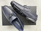 Versace Men's Navy Blue Leather Black Medusa Capra Car Loafer Shoe US 8.5 IT 39