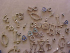 Lot NOS Rhinestone Initial Slides Hearts Charms & More for Jewelry Making Crafts