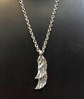 Lena K   Chrome King  Hearts Baby Wing Pendant and Chain 22.5 Inch Necklace