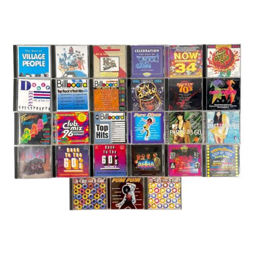 Dance Music CDs Mixed Lot of 27 Disco Funk Pop Billboard Now Hit Songs 60s-2000s