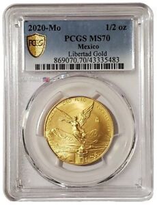 2020 1/2 Oz GOLD MEXICAN LIBERTAD PCGS MS70 Gold Shield Coin.