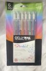 Gelly Roll 6 Glitter Gel Pens 1.0mm Ball Smooth Flow Waterproof Non-toxic New!