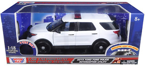 Motormax 1/18 Ford PI Utility Police SUV Blank White WITH LIGHTS & SIREN 73995
