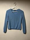 ANN TAYLOR 100% cashmere Sweater Women Size S Light Blue V-neck
