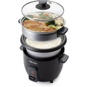 6 Cup Black Rice Cooker And Rice Steamer With Non-Stick Cooking Pot Kitchen US