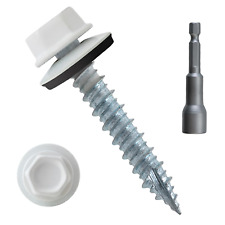 Metal Roofing Screws #14 × 1-1/2 Inch, 100-PCS, White Painted Hex Head Sheet ...