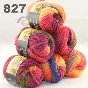 SALE LOT 6 Skeins x 50gr NEW Chunky Colorful Hand Knitting Scores Wool Yarn 827