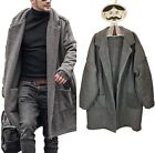 ChArmkp R Men's Coat Furry Warm Plush Slim Two-Side Long Open Pockets Gray XXXL