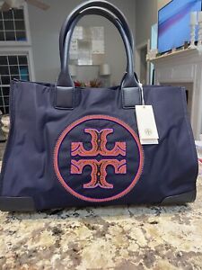 Tory Burch  Tote Bag Navy With Jeweled Appliqué