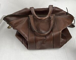 COACH Leather Duffel Bag Mens Cabin Weekender Travel Shoulder Brown Carry On Zip