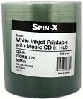 100-PK Spin-X Digital Audio CD-R DA Music White Inkjet Printable Blank Disc