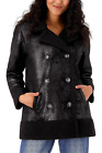 Candace Cameron Bure Sherpa Lined Faux Suede Peacoat Black
